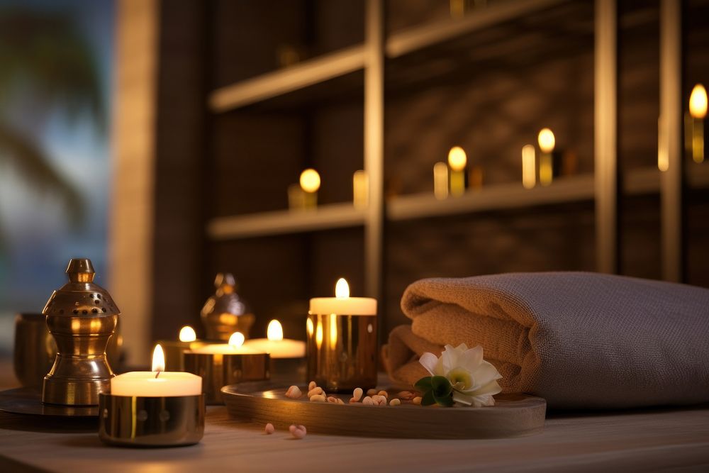 Candle lighting spa spirituality. AI generated Image by rawpixel.
