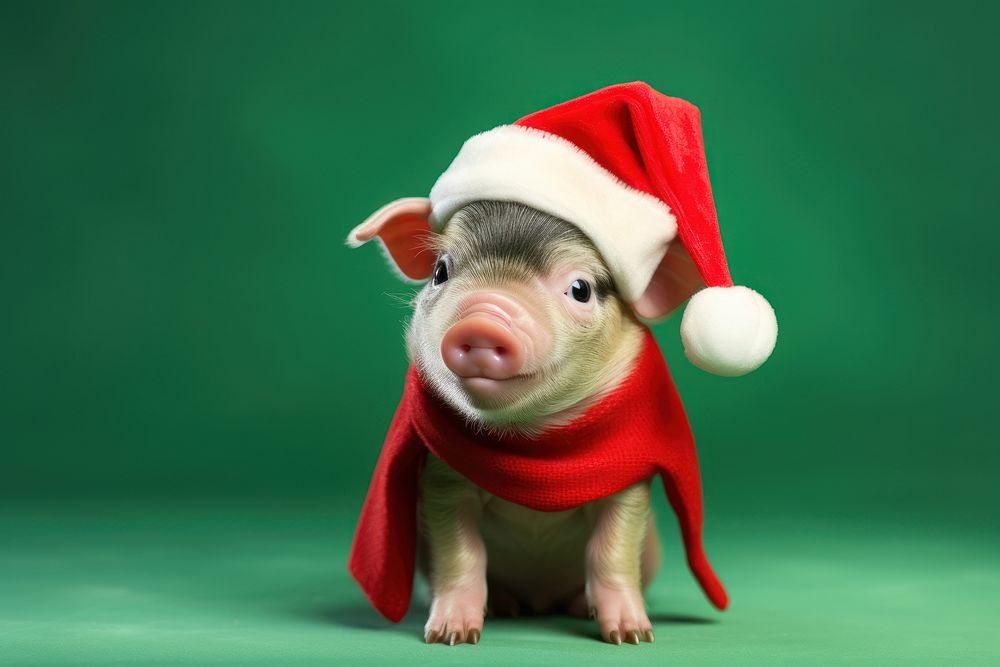 Pig christmas portrait mammal. AI generated Image by rawpixel.