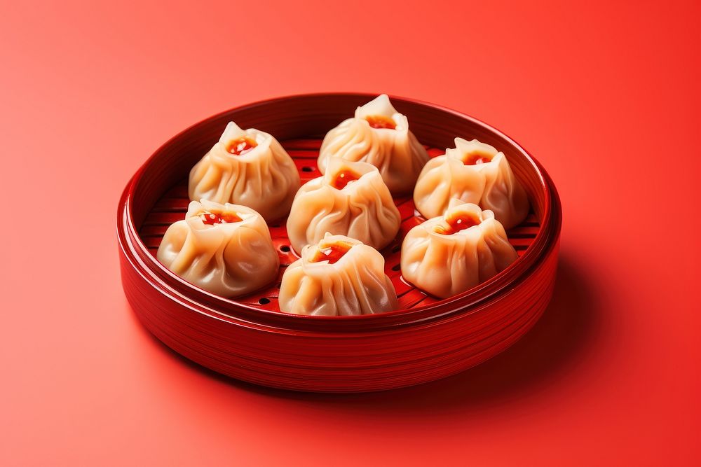 Food dumpling shumai red. 