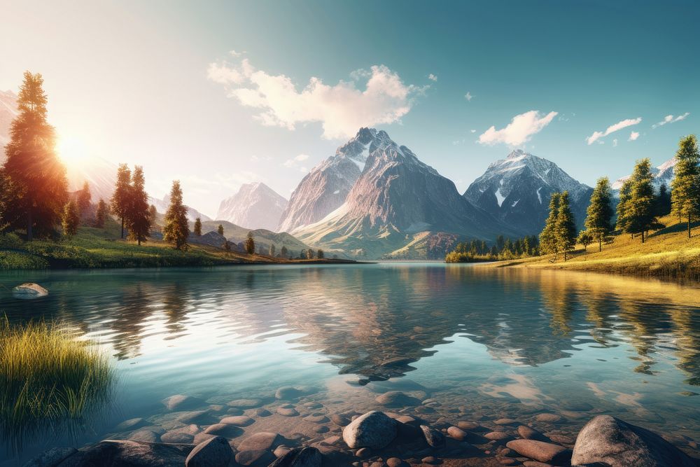 Lake wilderness landscape mountain. 