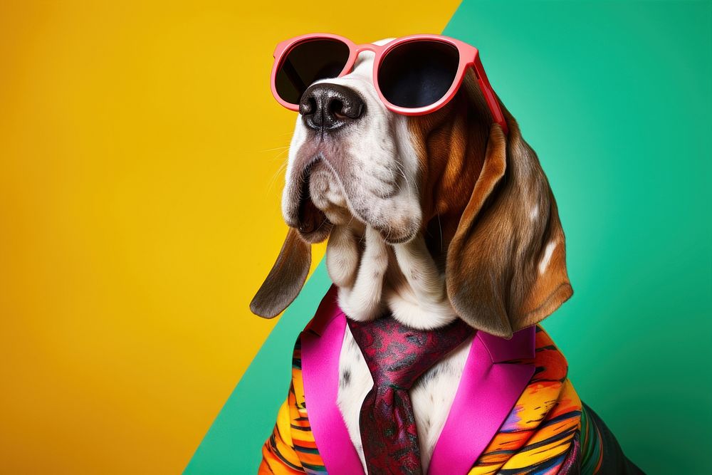 Hound sunglasses fashion mammal. AI generated Image by rawpixel.