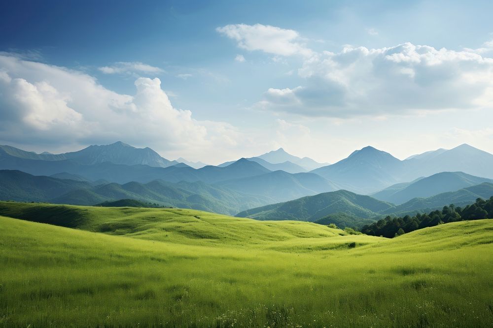 Field grass landscape grassland. AI generated Image by rawpixel.