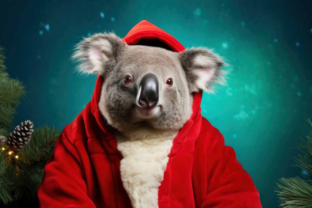 Koala christmas portrait costume. AI generated Image by rawpixel.