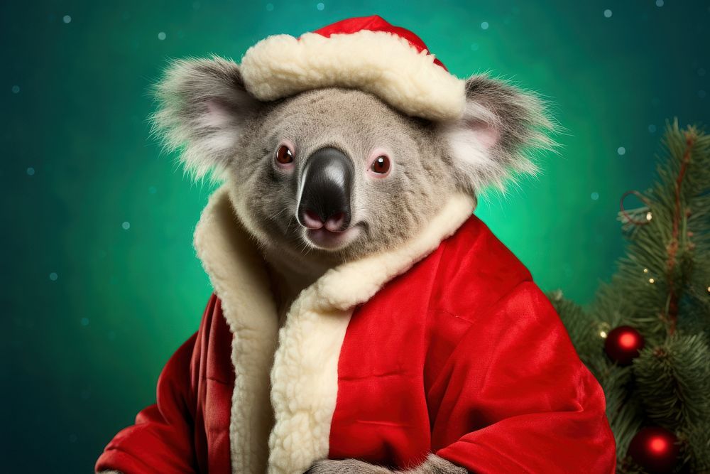 Koala bear christmas portrait. AI Free Photo rawpixel
