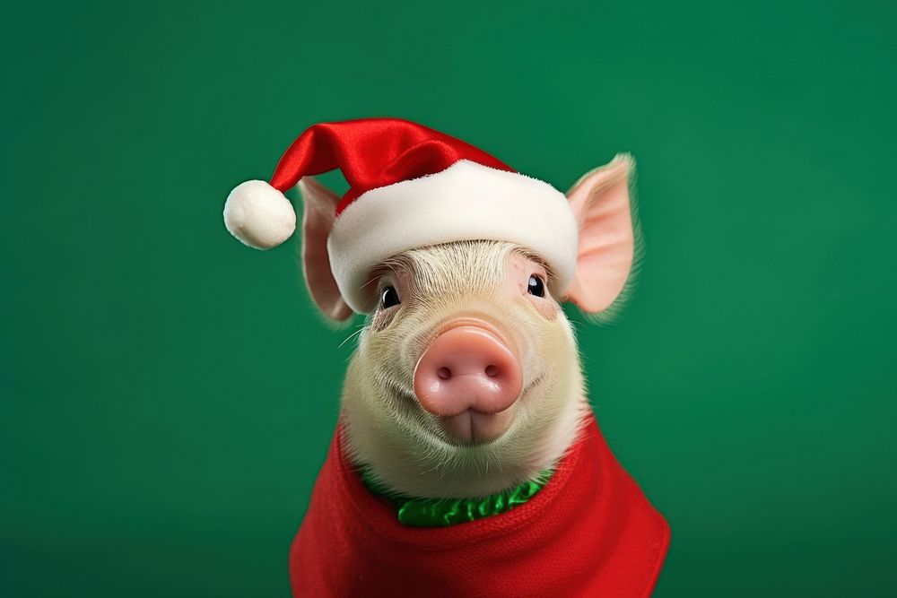 Pig christmas portrait mammal. 