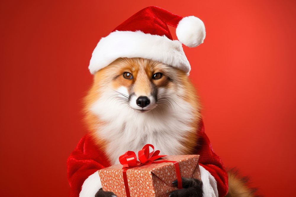 Fox christmas portrait mammal. 