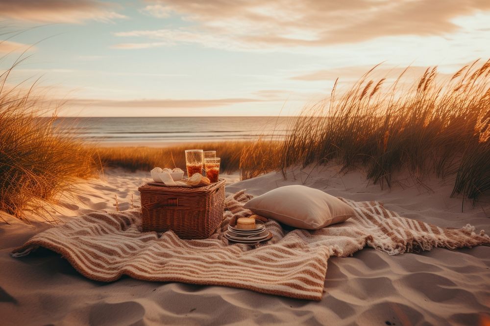 Furniture picnic beach sand. 