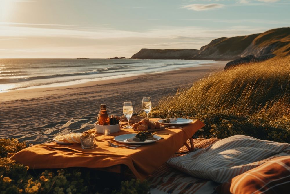 Outdoors nature picnic beach. AI generated Image by rawpixel.