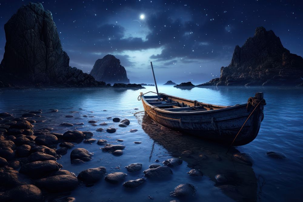 Boat astronomy outdoors vehicle. AI generated Image by rawpixel.