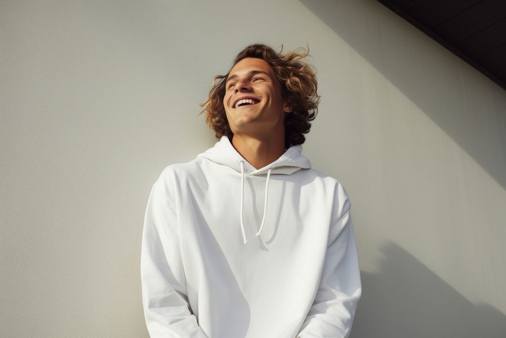 Sweatshirt laughing hoodie smile. 