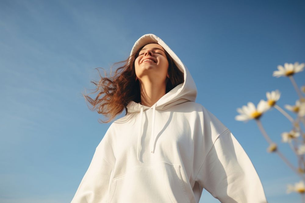 Sweatshirt outdoors flower hoodie. AI generated Image by rawpixel.