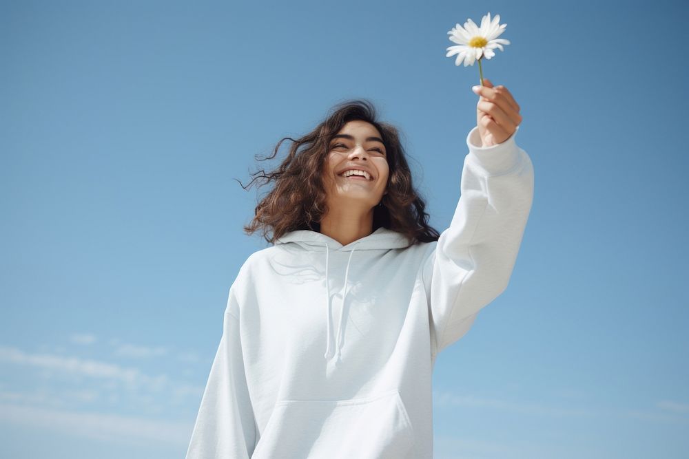 Outdoors flower portrait holding. 