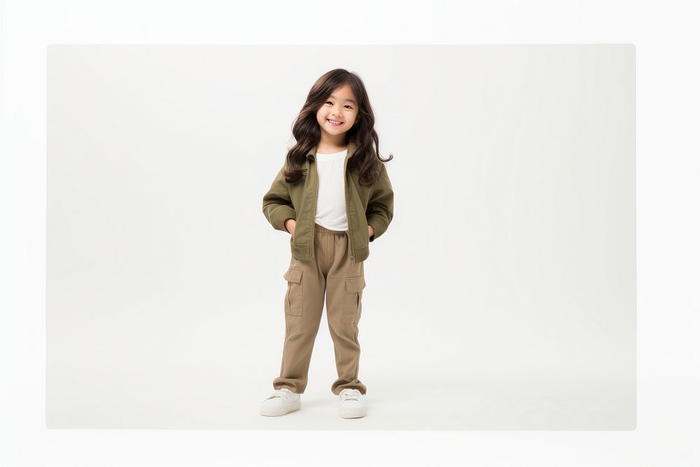 Child standing smiling khaki. AI generated Image by rawpixel.