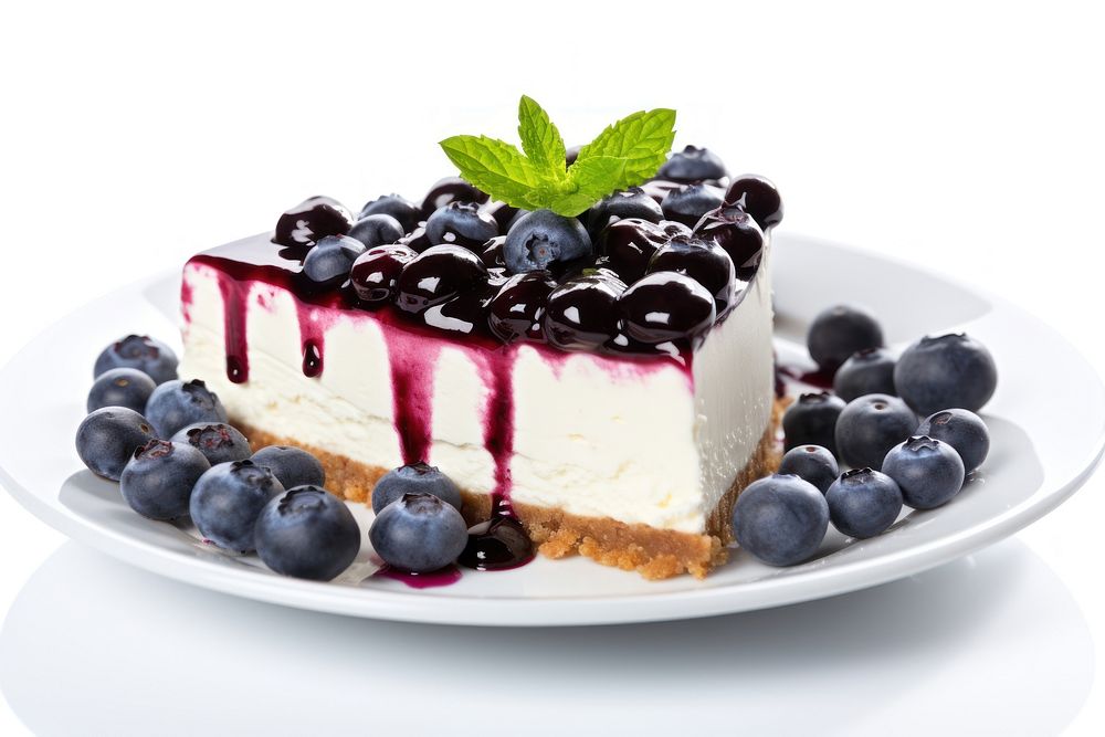 Cheesecake blueberry dessert fruit. AI generated Image by rawpixel.