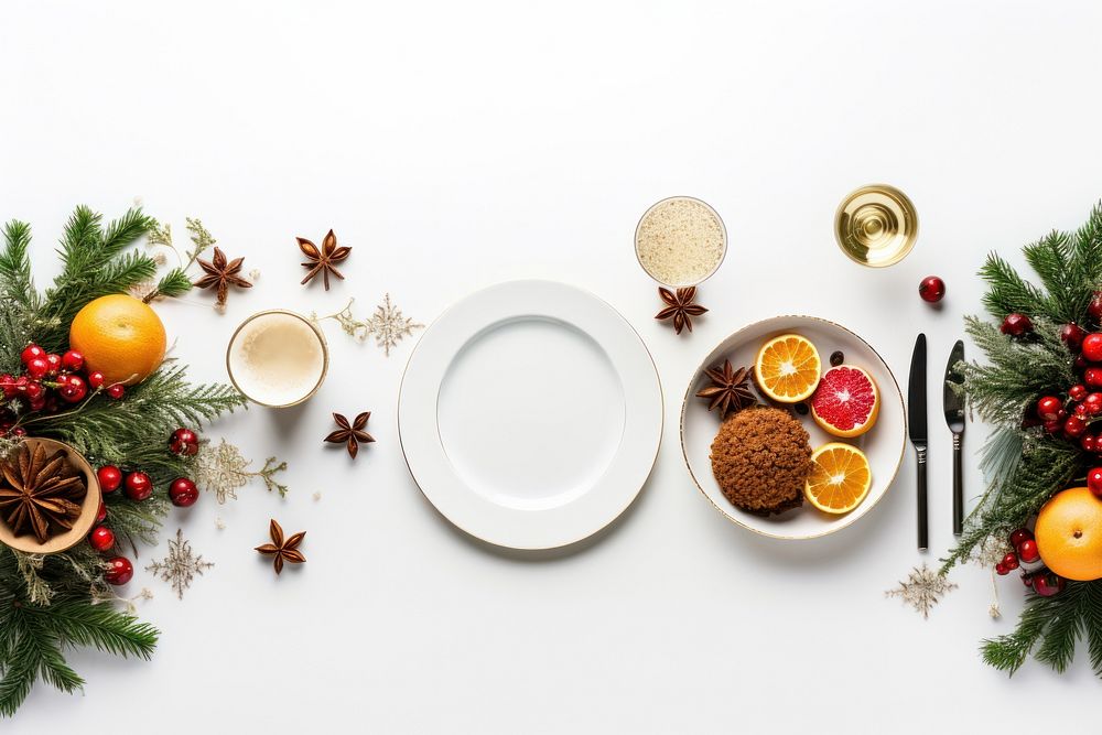 Food christmas plate table. AI generated Image by rawpixel.