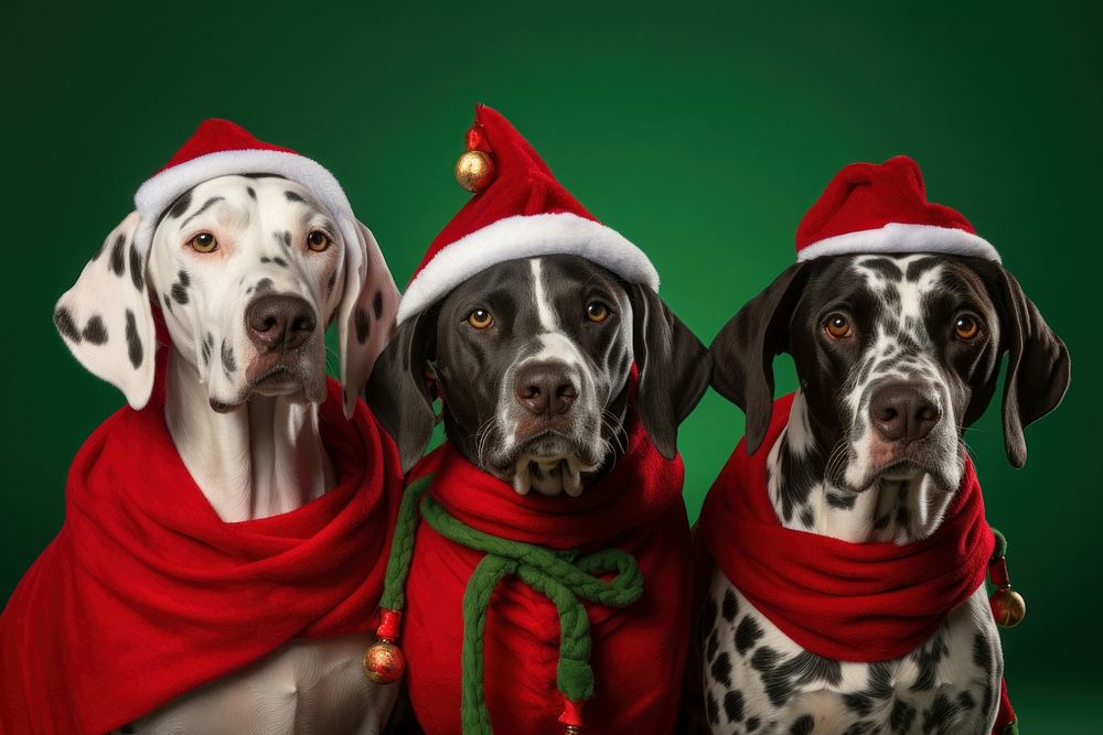 Dog christmas dalmatian portrait. 