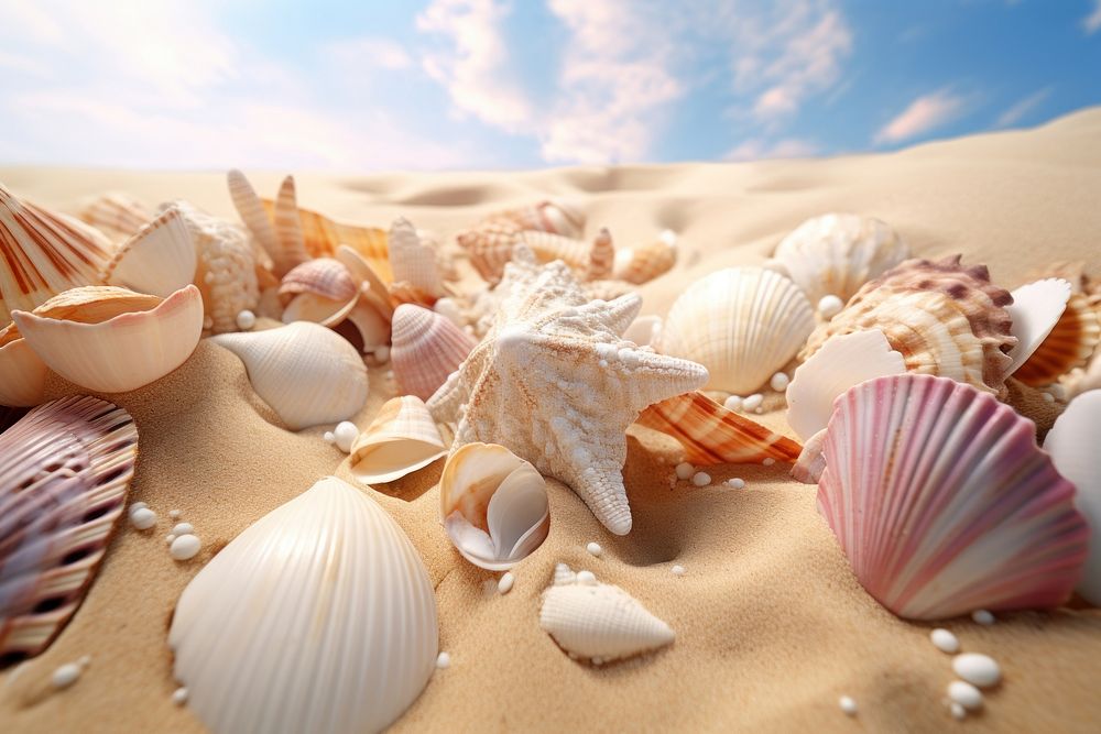Seashell outdoors nature sand. AI generated Image by rawpixel.
