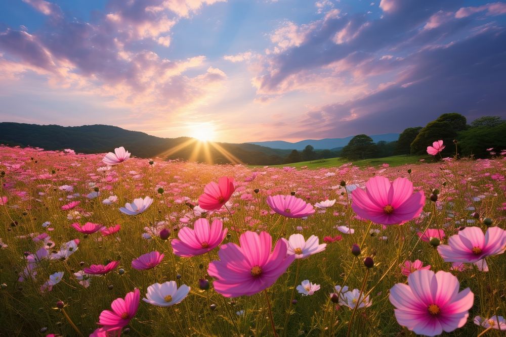 Sunlight flower meadow summer. 