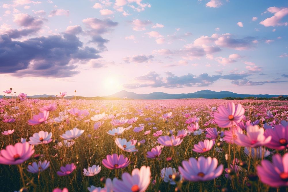 Flower summer field sky. AI | Free Photo - rawpixel