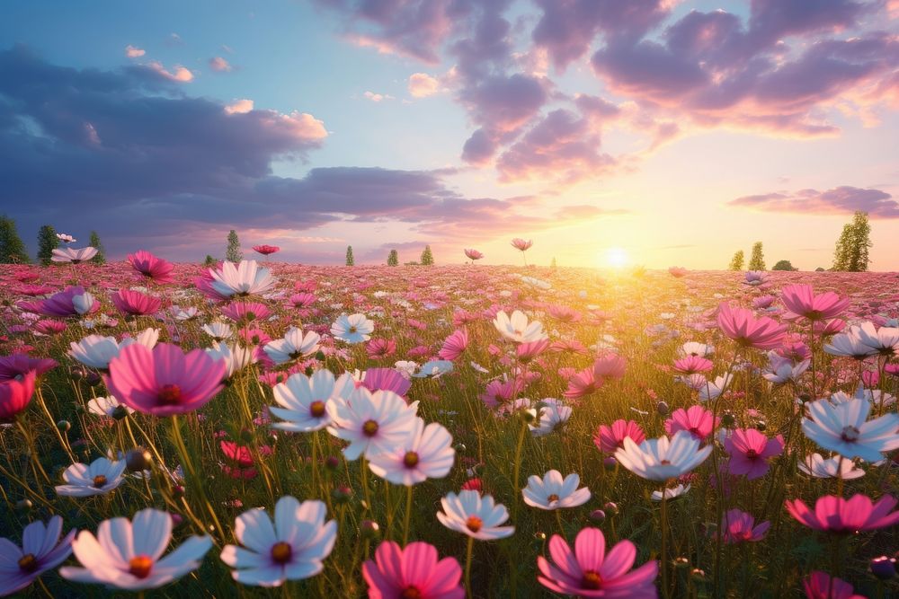 Sunlight flower meadow summer. AI generated Image by rawpixel.
