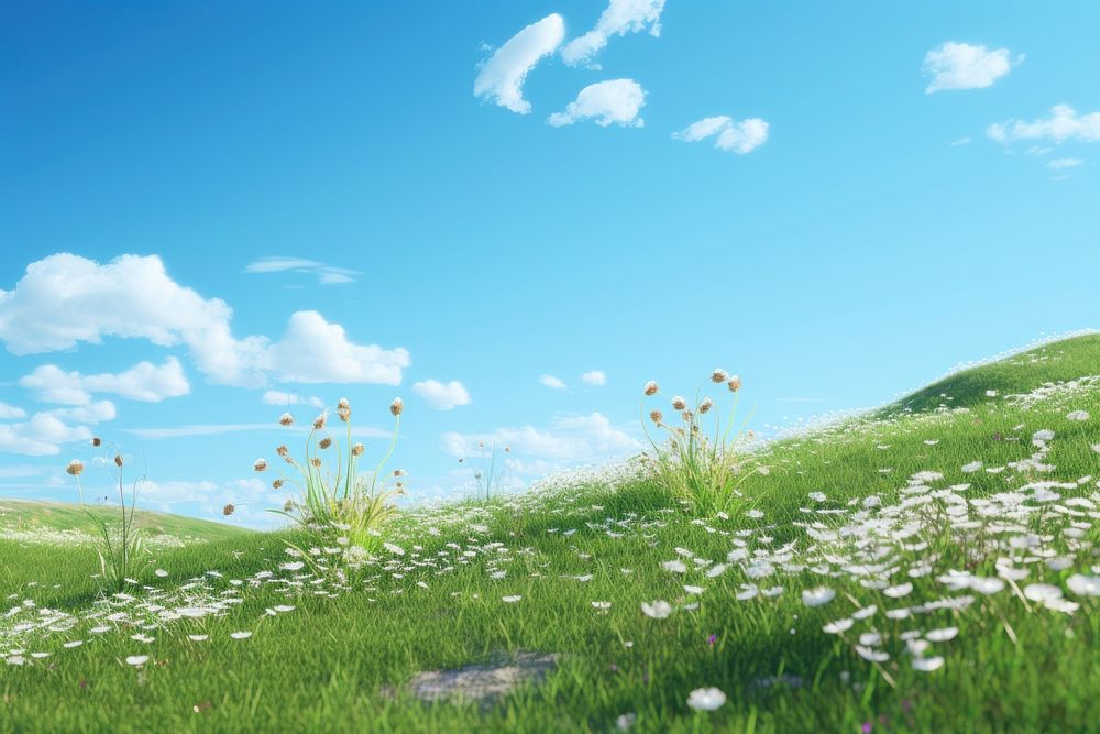 Flower sky grassland landscape. 