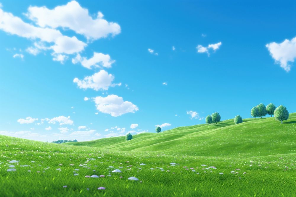 Green sky backgrounds grassland. 