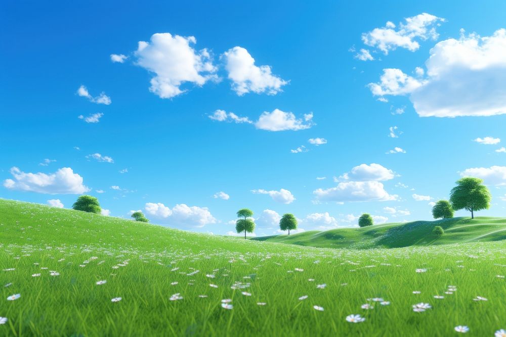 Green sky backgrounds grassland. AI generated Image by rawpixel.