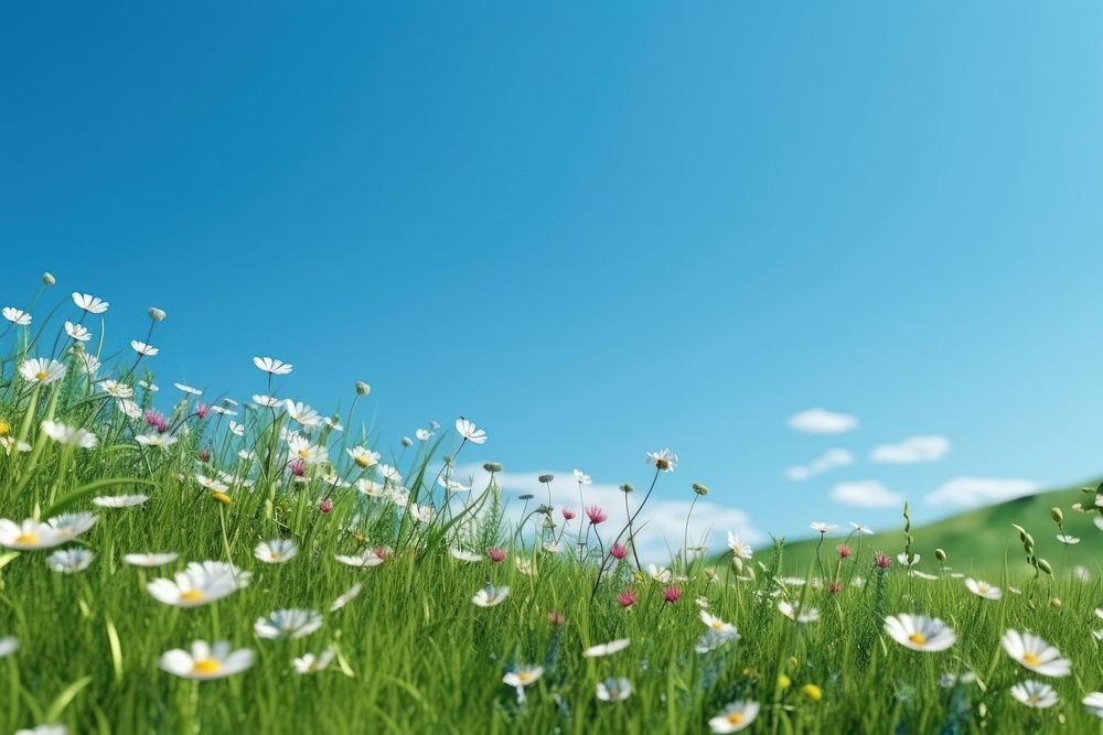 Flower sky grassland landscape. 