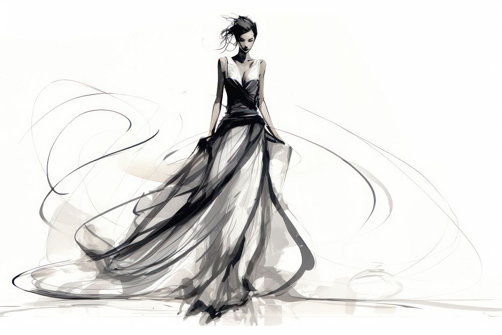 Fashion sketch drawing dress. AI generated Image by rawpixel.