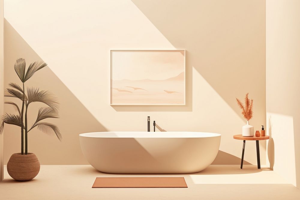 Bathroom bathtub flooring painting. AI generated Image by rawpixel.