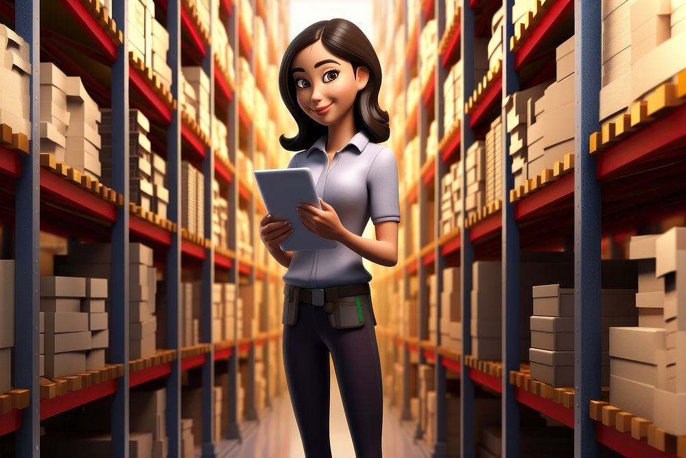 Inventory warehouse looking female. AI generated Image by rawpixel.