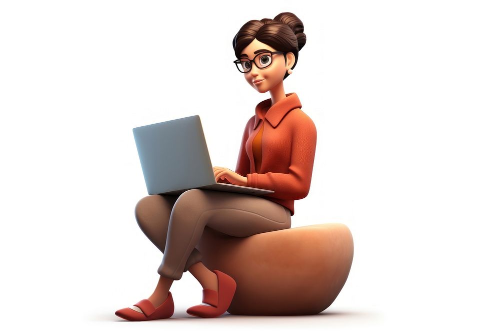 Sitting laptop computer female. AI generated Image by rawpixel.