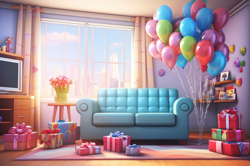 Room architecture furniture birthday. AI generated Image by rawpixel.
