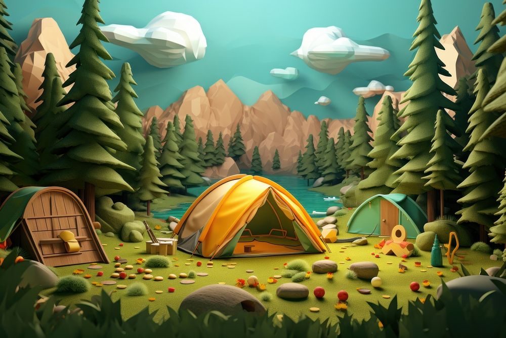 Camping landscape outdoors cartoon. AI generated Image by rawpixel.