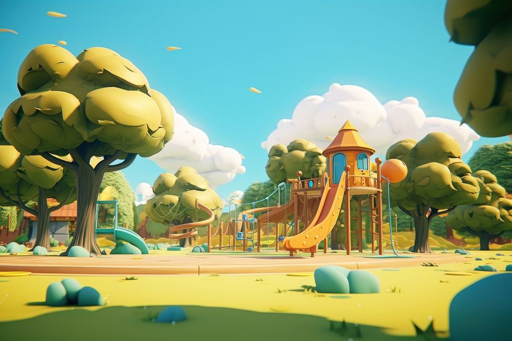 Playground outdoors cartoon park. AI generated Image by rawpixel.