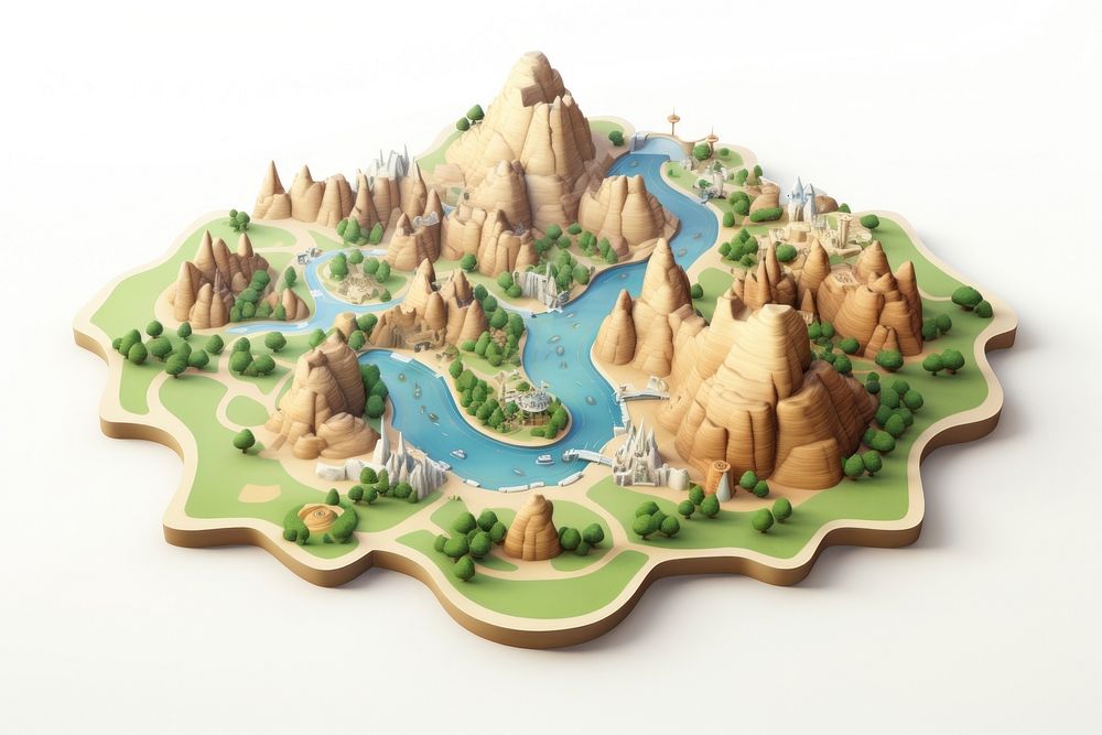 Cartoon map landscape outdoors. AI generated Image by rawpixel.