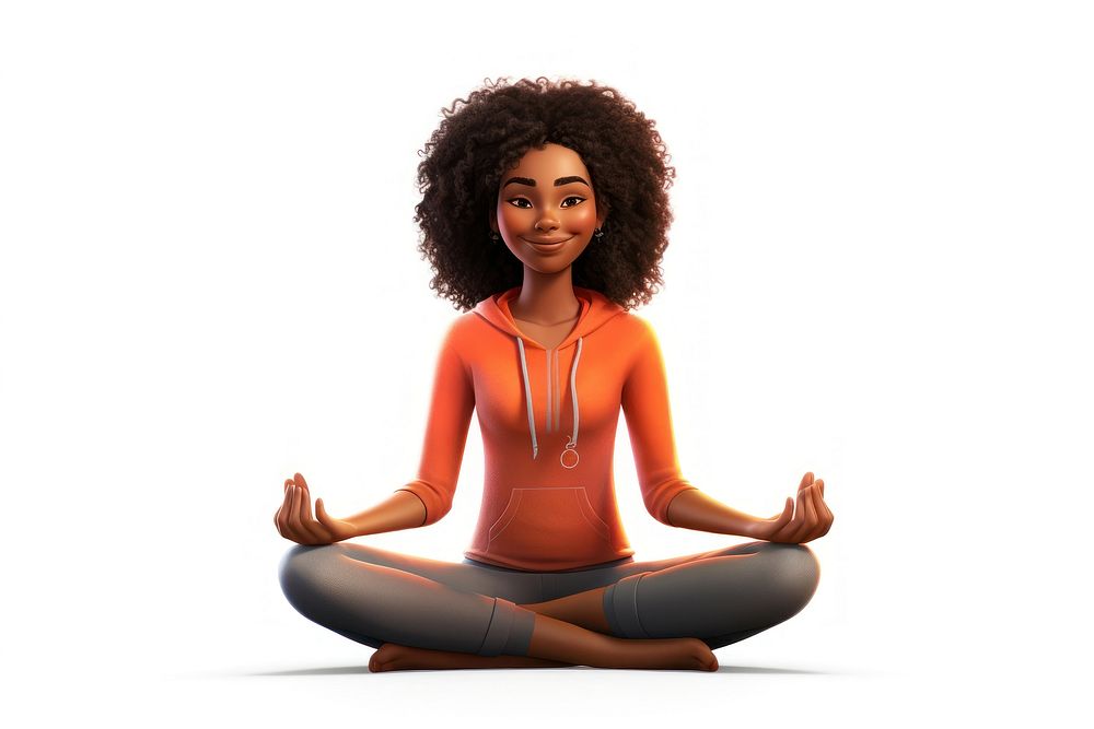 Yoga sitting cartoon sports. AI generated Image by rawpixel.