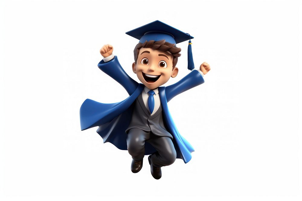 Graduation cartoon white background representation. AI generated Image by rawpixel.
