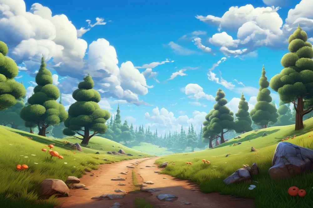 Sky landscape outdoors cartoon. AI generated Image by rawpixel.