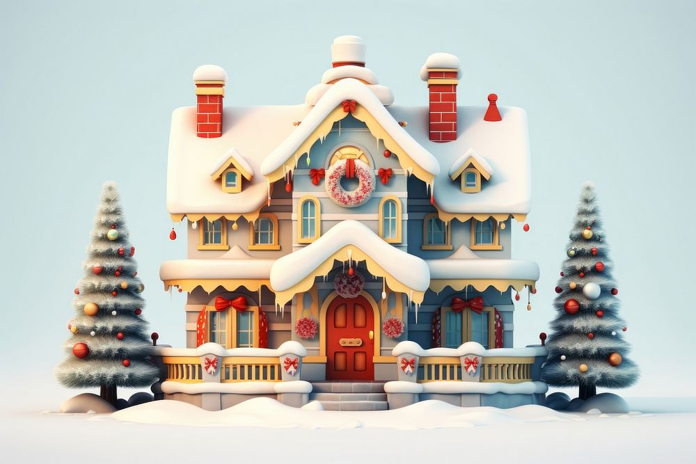 Christmas house white representation. AI generated Image by rawpixel.