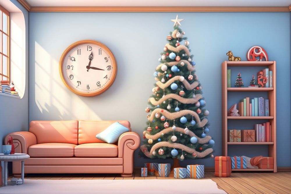 Christmas furniture room anticipation. AI generated Image by rawpixel.
