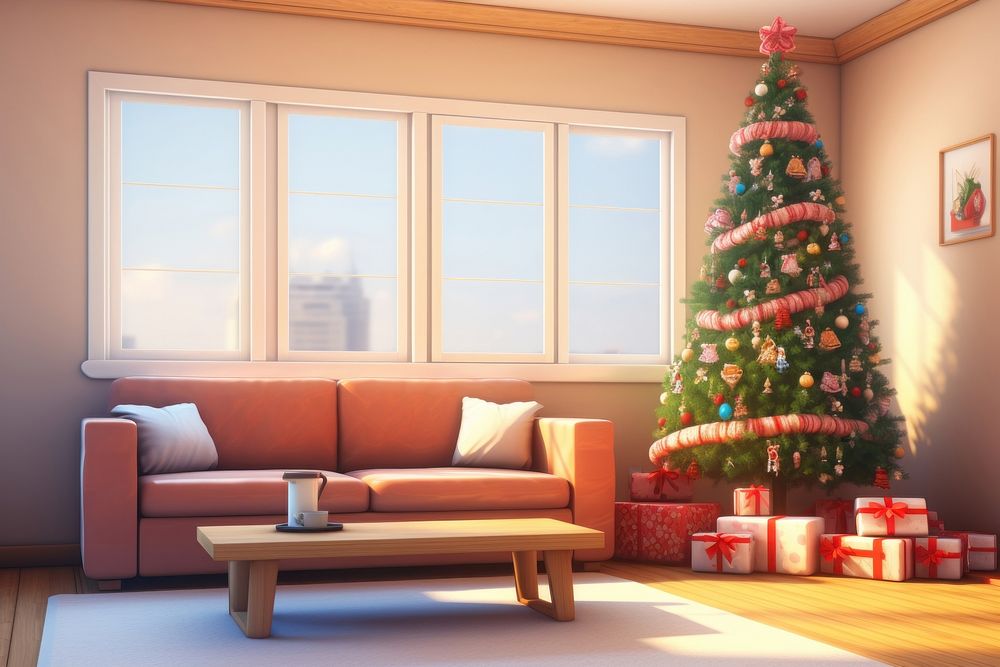 Christmas room architecture furniture. AI generated Image by rawpixel.