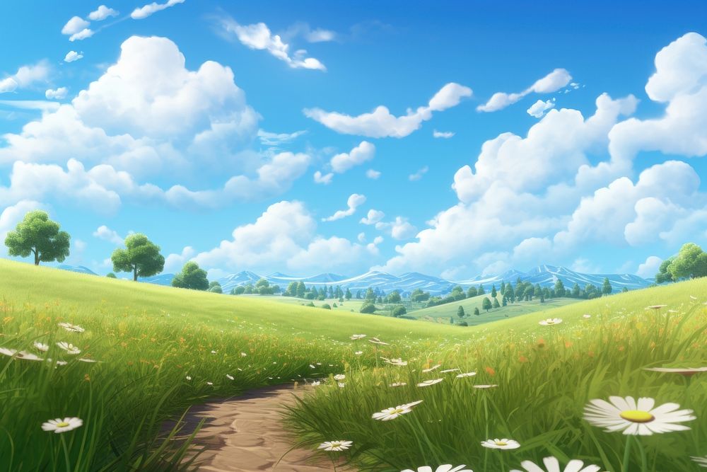 Sky landscape grassland outdoors. AI generated Image by rawpixel.