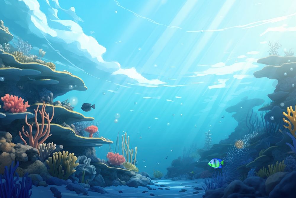 Ocean underwater aquarium outdoors. 