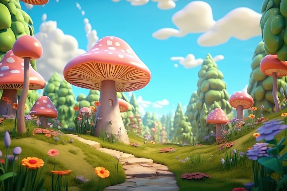 Nature landscape mushroom outdoors. AI generated Image by rawpixel.