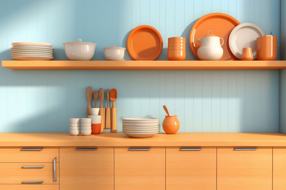 Furniture cabinet kitchen shelf. AI generated Image by rawpixel.