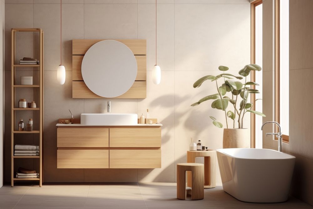 Bathroom bathtub sink interior design. AI generated Image by rawpixel.