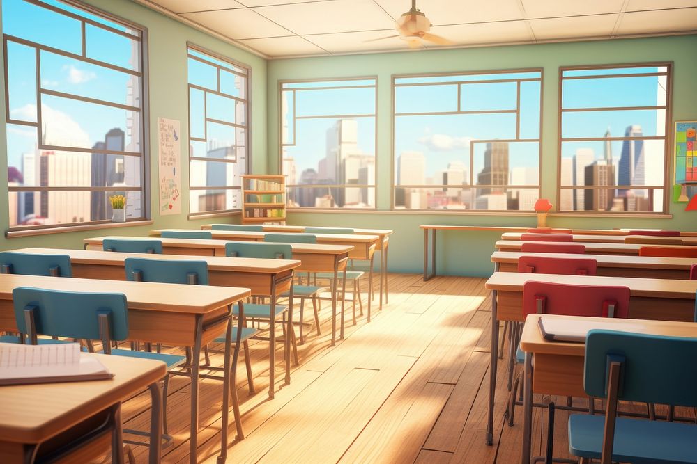 Classroom architecture furniture building. AI generated Image by rawpixel.