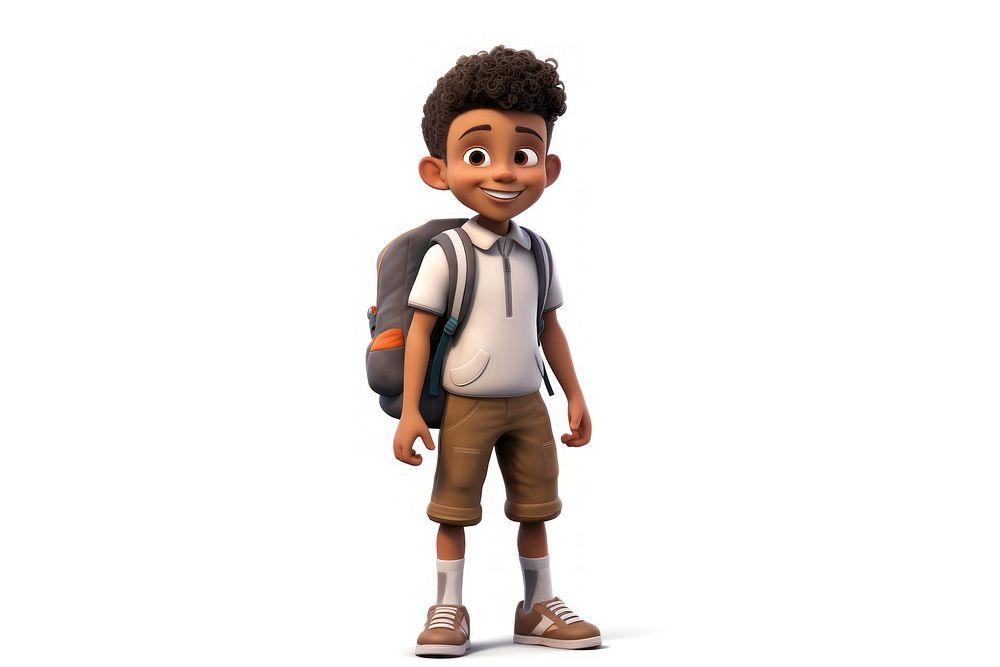 Backpack smiling cartoon boy. AI generated Image by rawpixel.