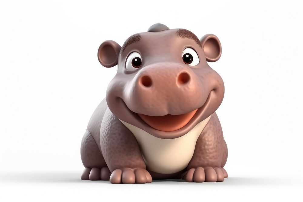 Cartoon animal mammal hippo. AI generated Image by rawpixel.